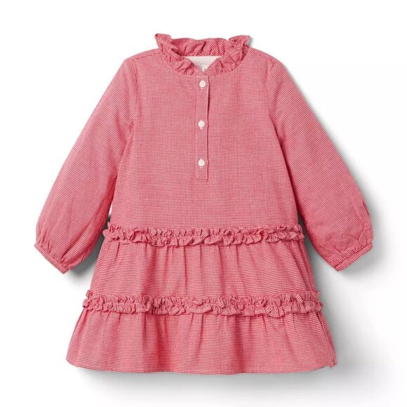 NWT Girls Janie & Jack Houndstooth Ruffle Dress, Size 10 - Picture 1 of 10